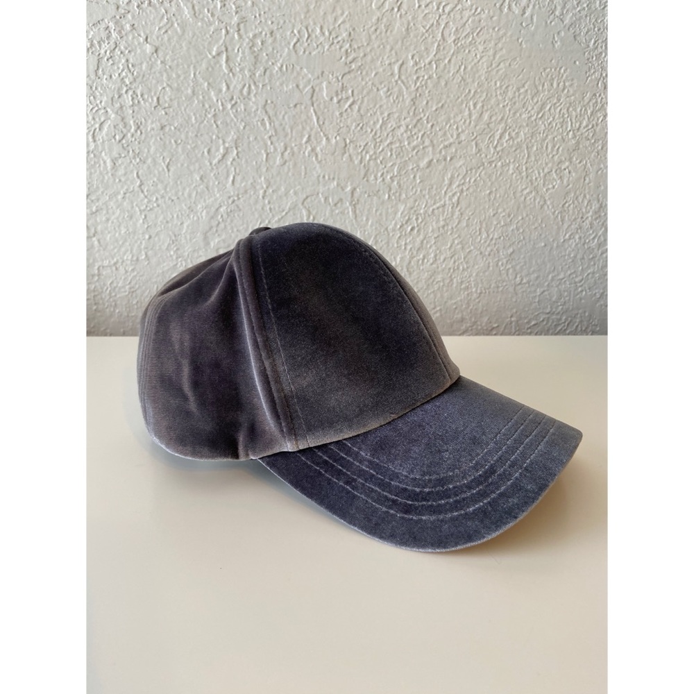 Gray velour hat strap back